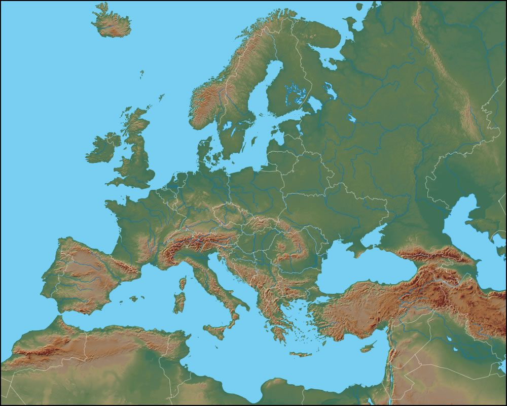 Physical Map Of Europe with regard to Geographical Map of Europe and Asia