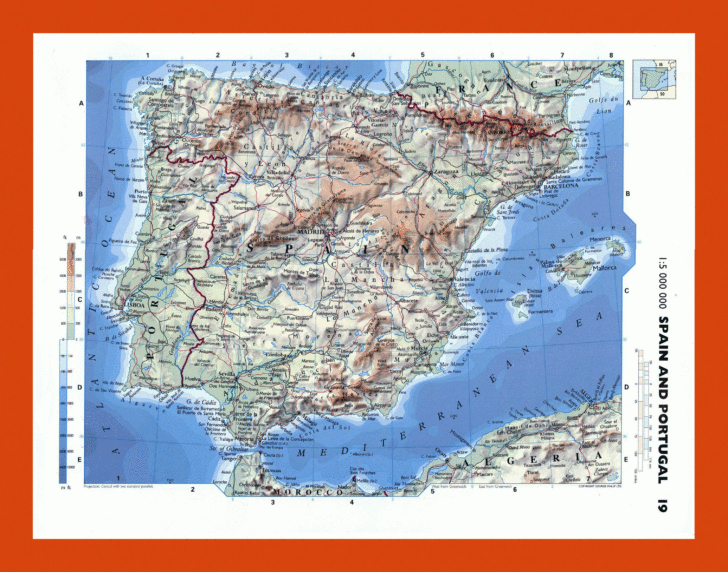 Physical Map of Spain and Portugal Physical Map of Spain and Portugal