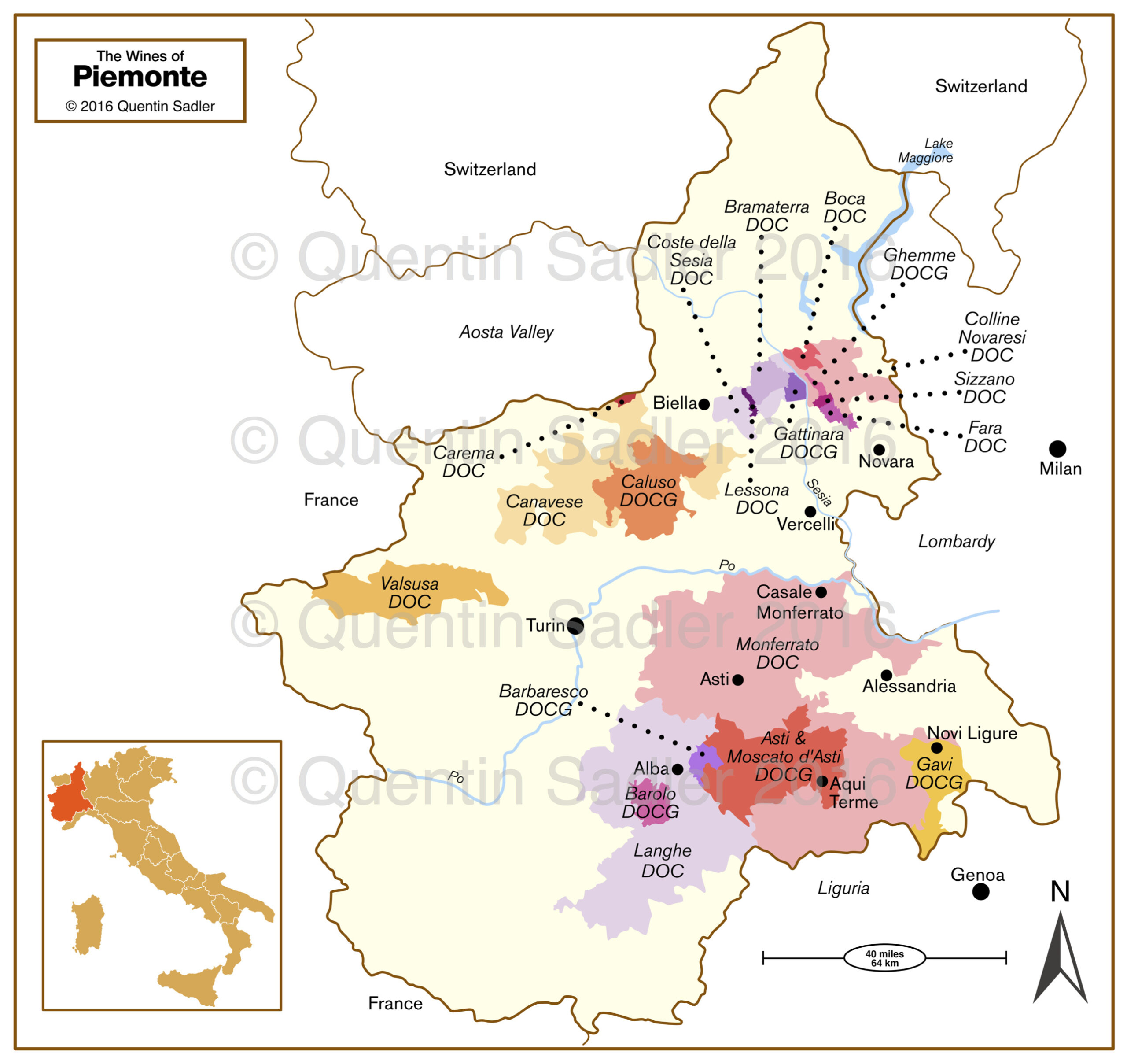 Piedmont Wine Map | Quentin Sadler&amp;#039;S Wine Page with Map Of Piedmont Italy Wine Regions