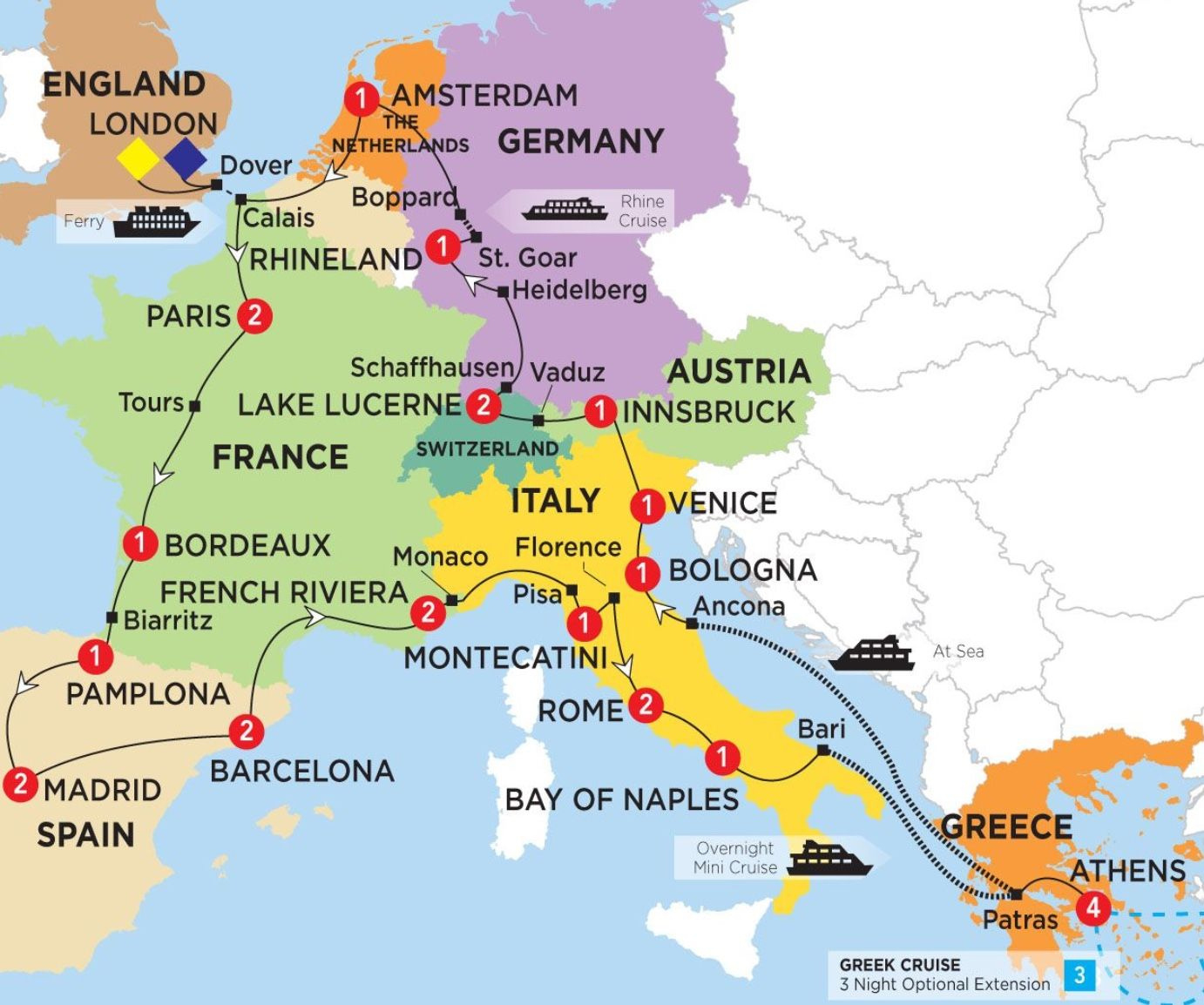 Pin Von Emmanuela Khamis Auf Interrail 2025 | Europa Reisen in Map Of Italy Spain And France