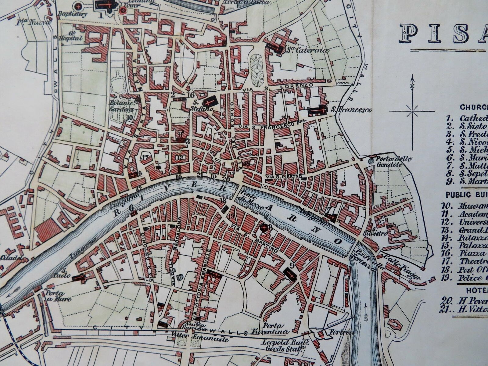 Pisa Italy Italia Tourist City Plan Churches within City Map of Pisa Italy