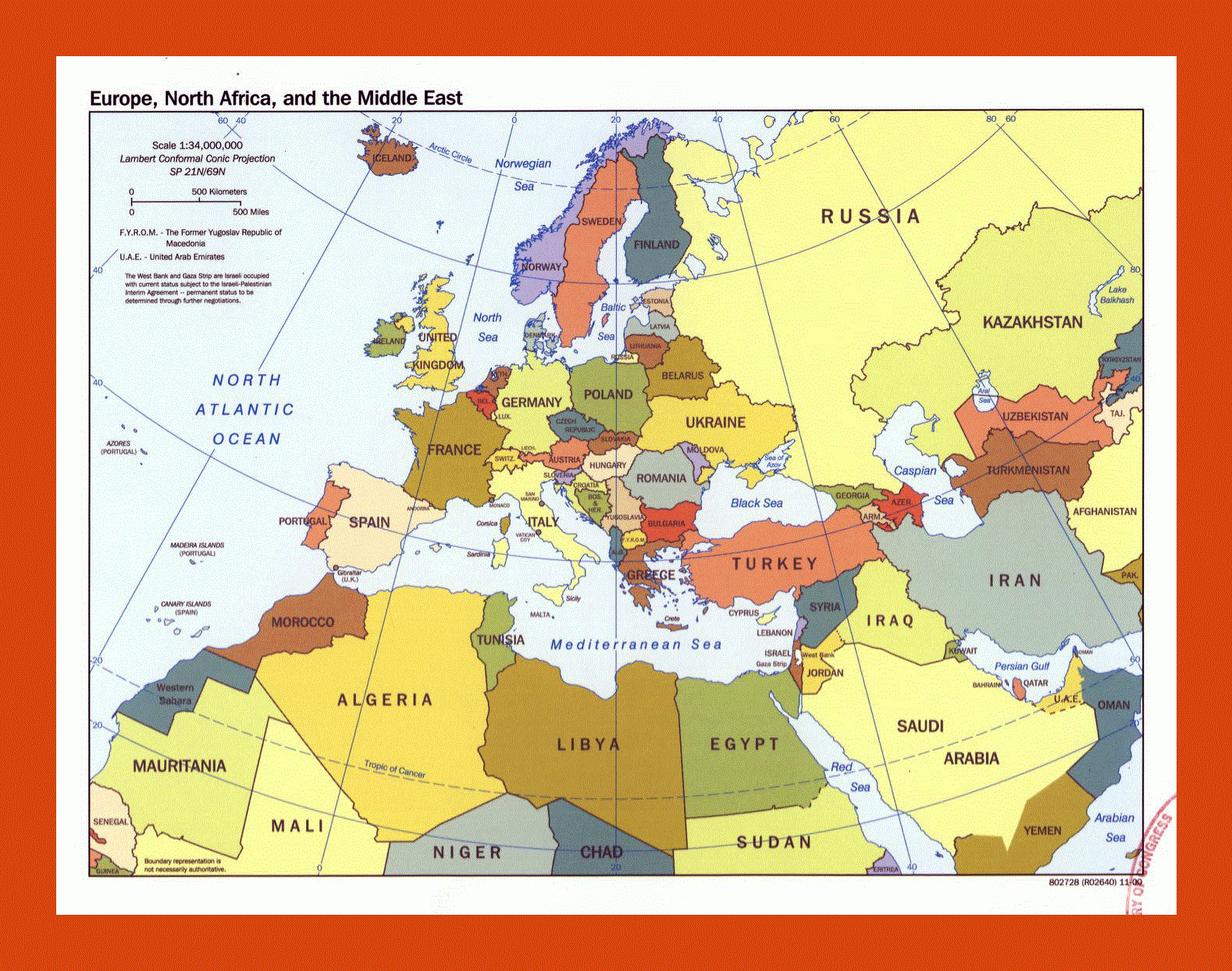 Political Map Of Europe, North Africa And The Middle East - 2000 in Map Of Europe North Africa And Asia