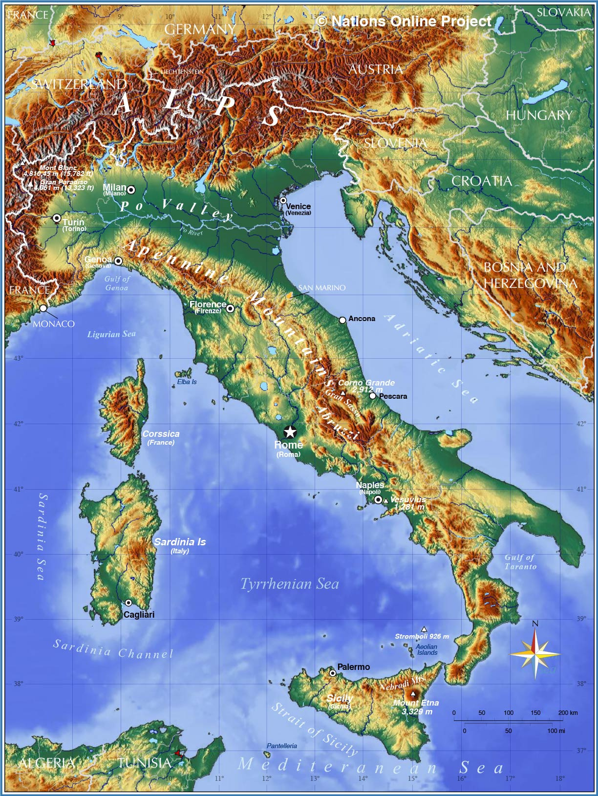 political map of italy nations online project with regard to map of mountain ranges in italy Political Map Of Italy - Nations Online Project with regard to Map Of Mountain Ranges In Italy