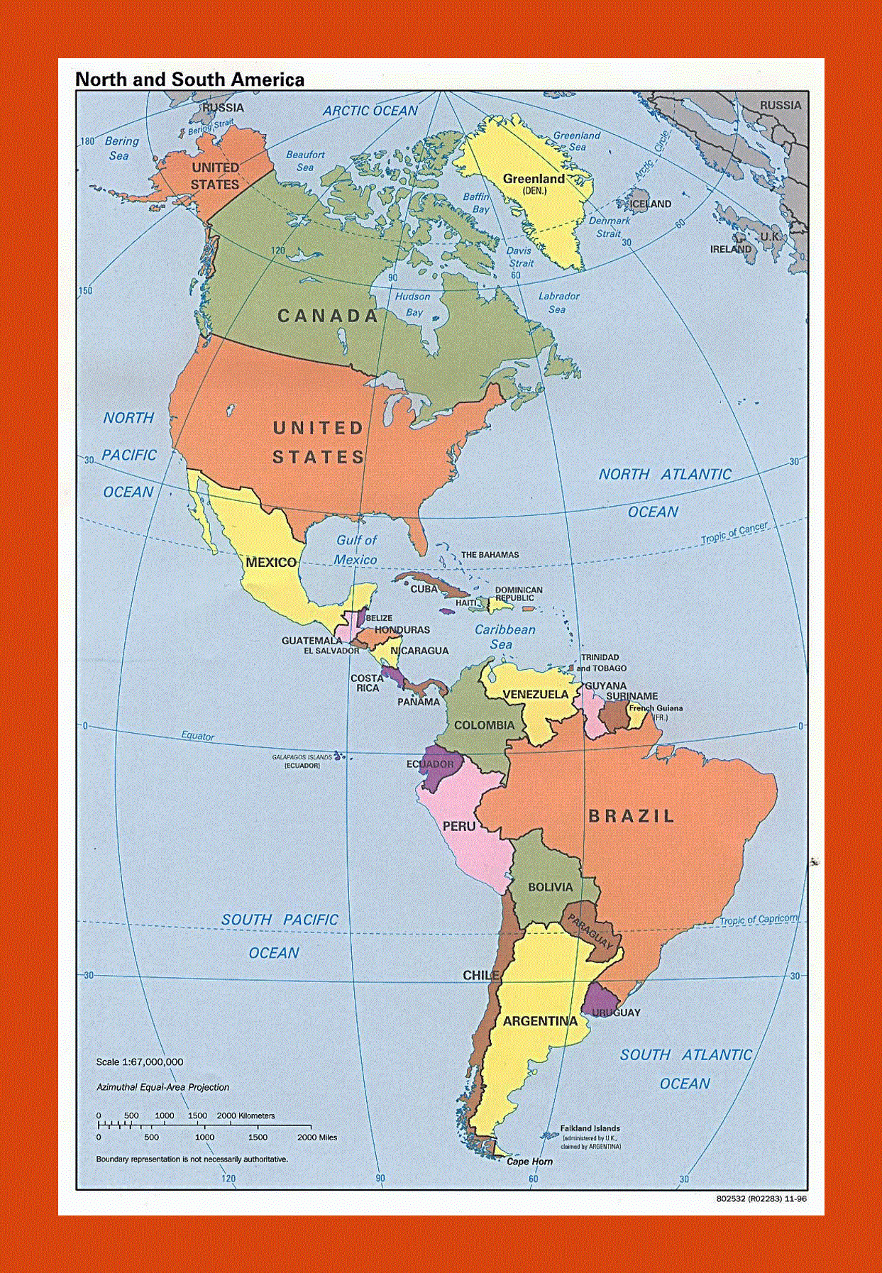 Political Map Of North And South America - 1996 | Maps Of North throughout North and South America World Map