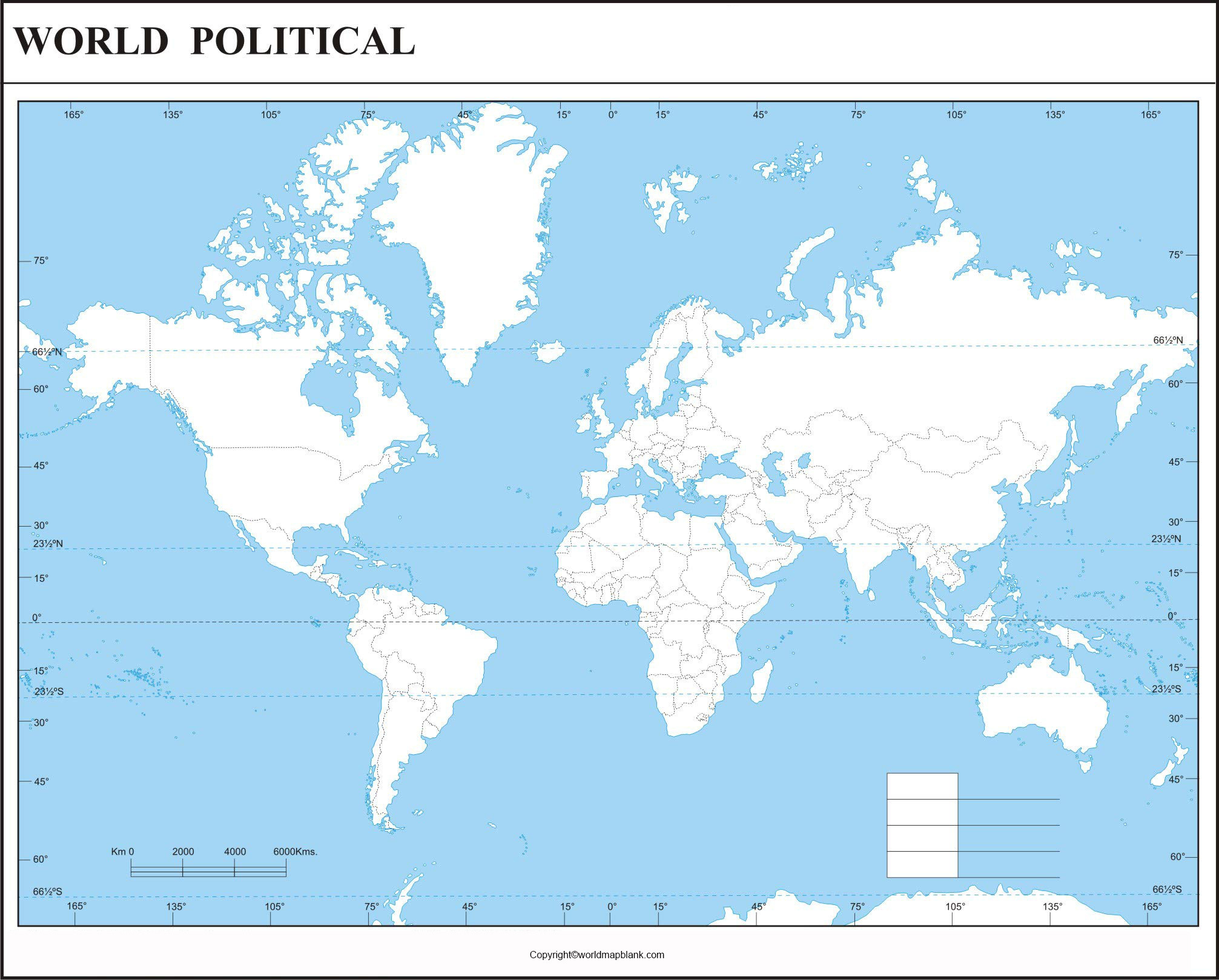 Political World Map – Printable Map Of The World [Pdf] throughout Free Printable World Map A4 Size