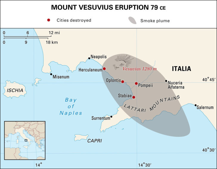 Map of Italy with Mt Vesuvius Map of Italy with Mt Vesuvius