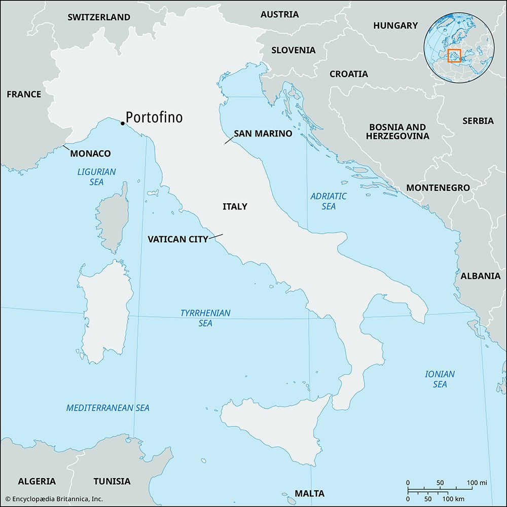 Portofino | Italy, Map, &amp;amp; History | Britannica for Map of Portofino In Italy