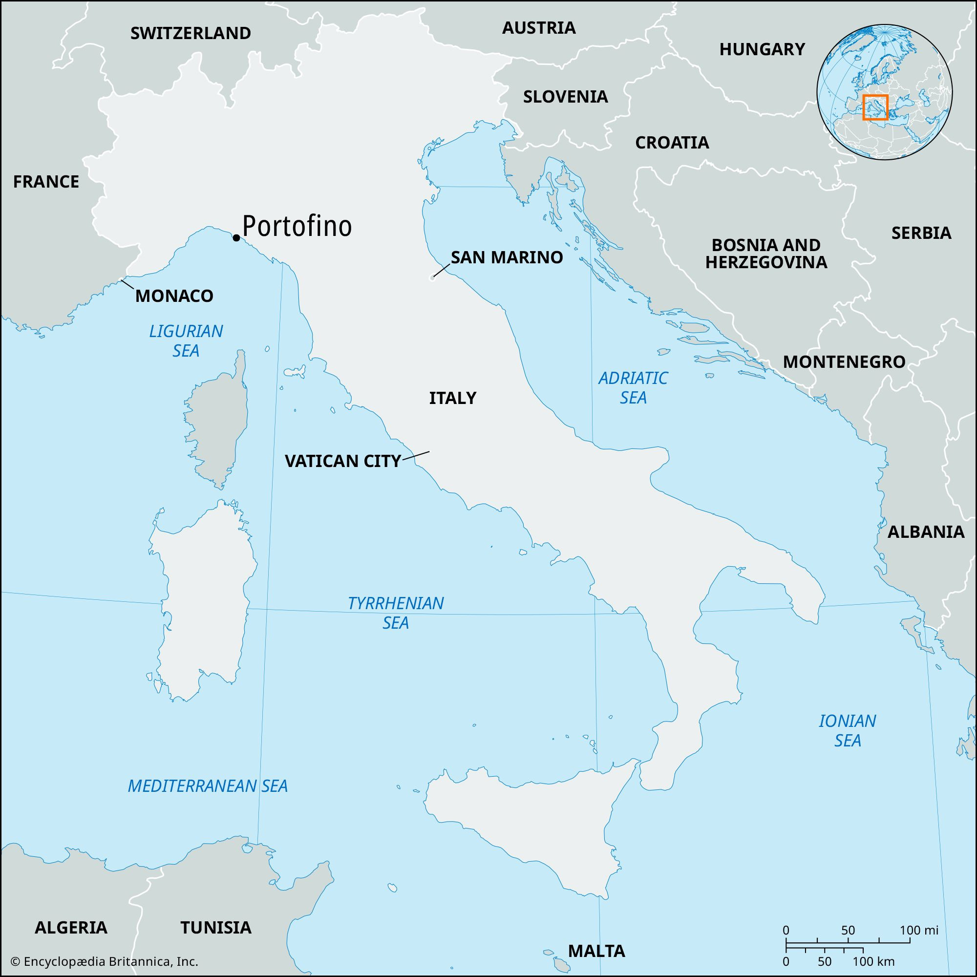 Portofino | Italy, Map, &amp;amp; History | Britannica regarding Map Of Italy With Portofino