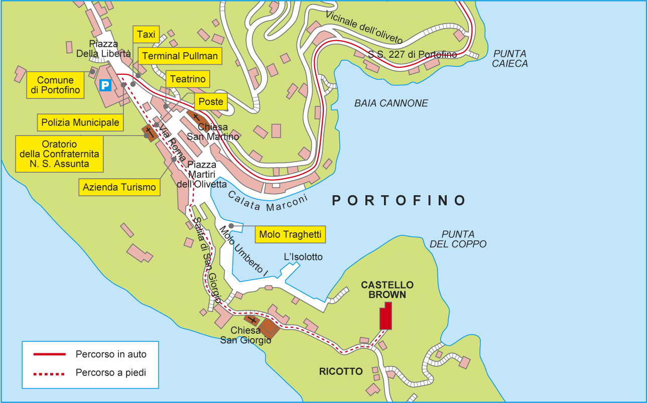 Portofino: The Village in Map of Portofino In Italy