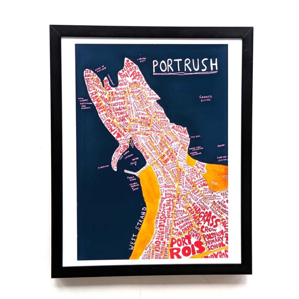 Portrush Map Art | 10In X 8In Print throughout Map of Portrush Northern Ireland