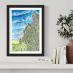Portstewart Northern Ireland, Illustrated Aerial Map Print For Map Of Portstewart Northern Ireland