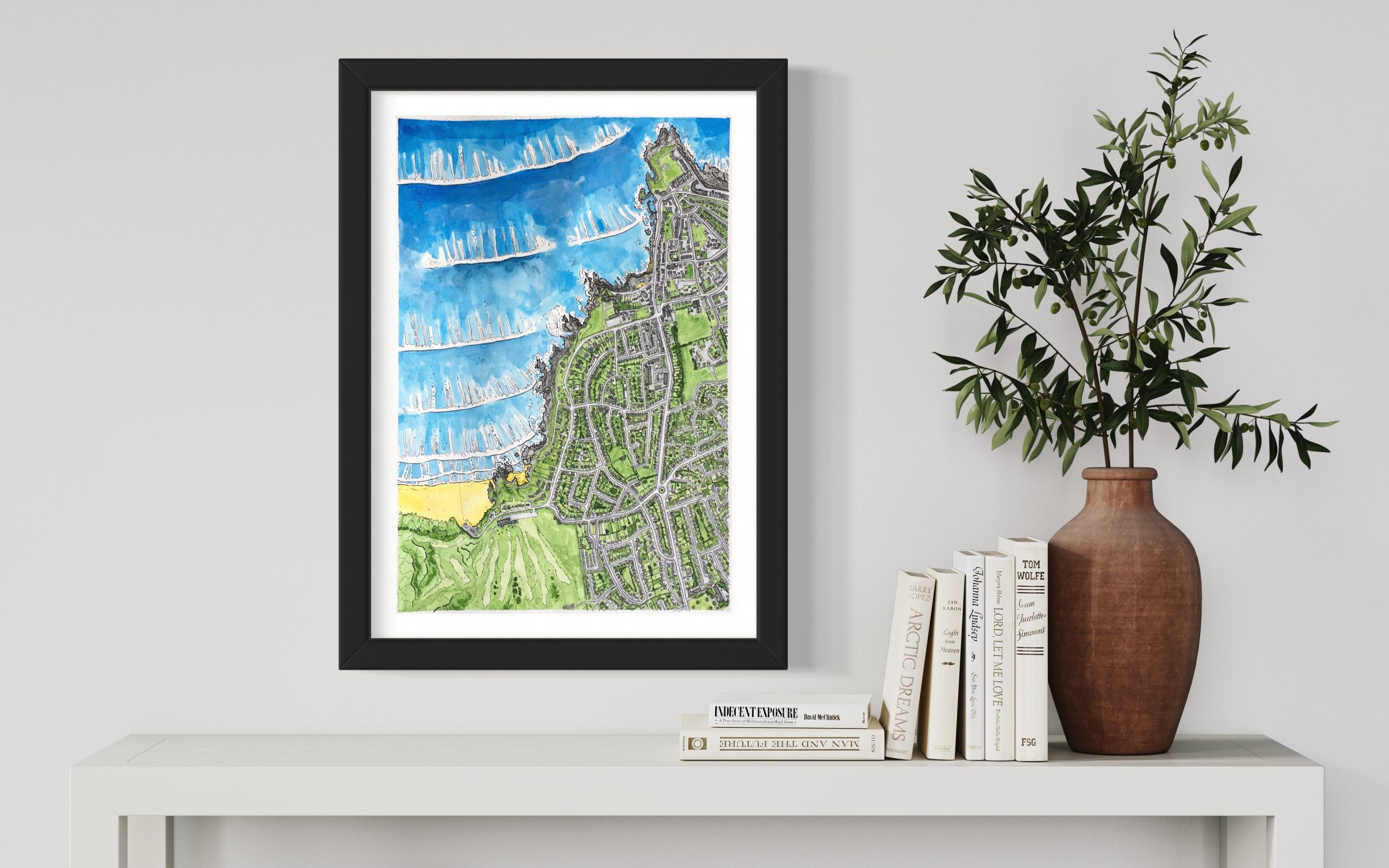 Portstewart Northern Ireland, Illustrated Aerial Map Print for Map Of Portstewart Northern Ireland