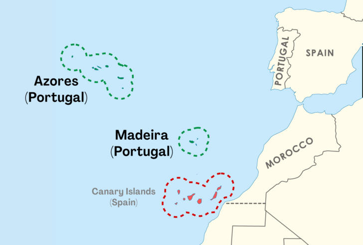 Map of Madeira Portugal and Spain