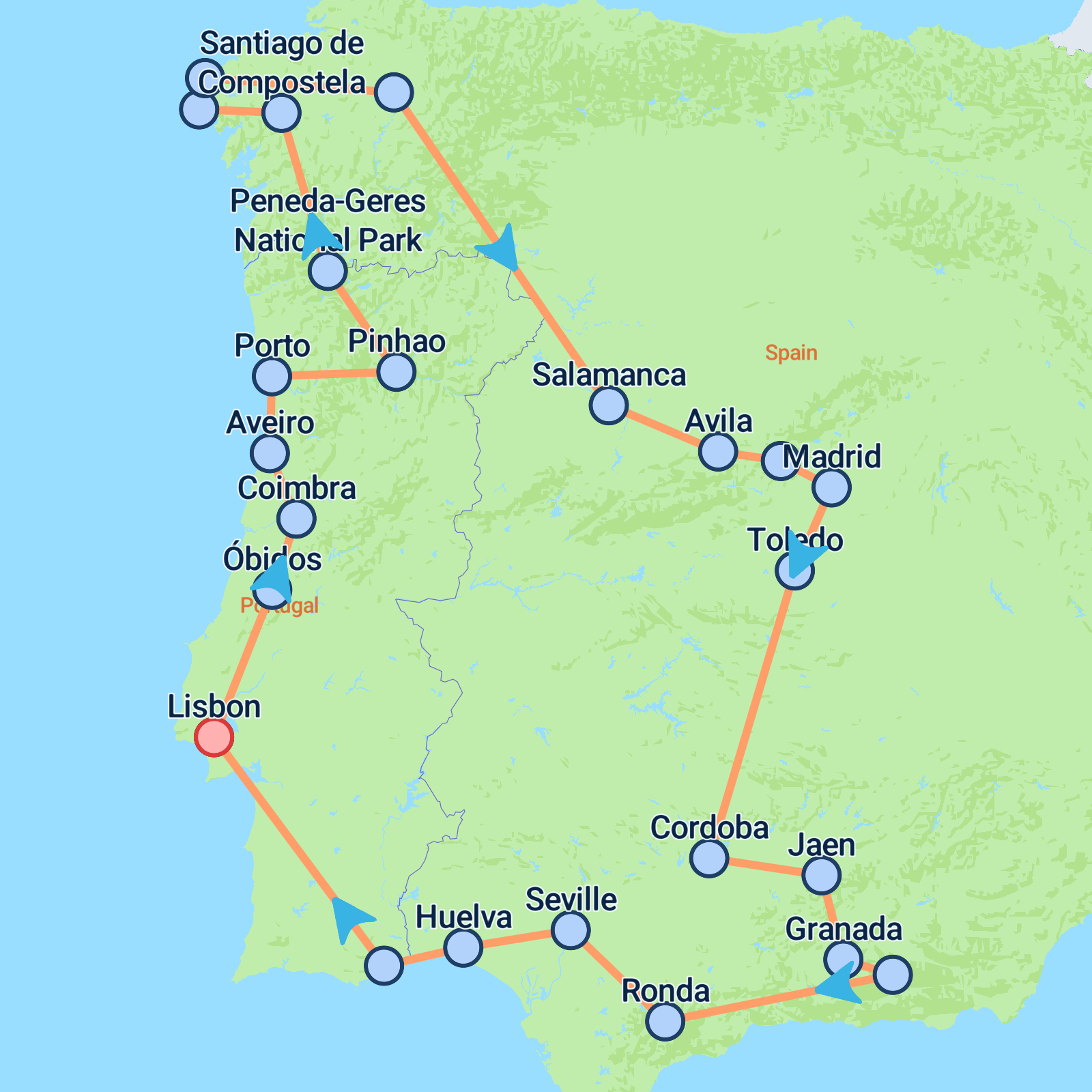 Portugal &amp;amp; Spain From Lisbon 13-Day Tour | On The Go Tours for Map of Lisbon Portugal and Spain