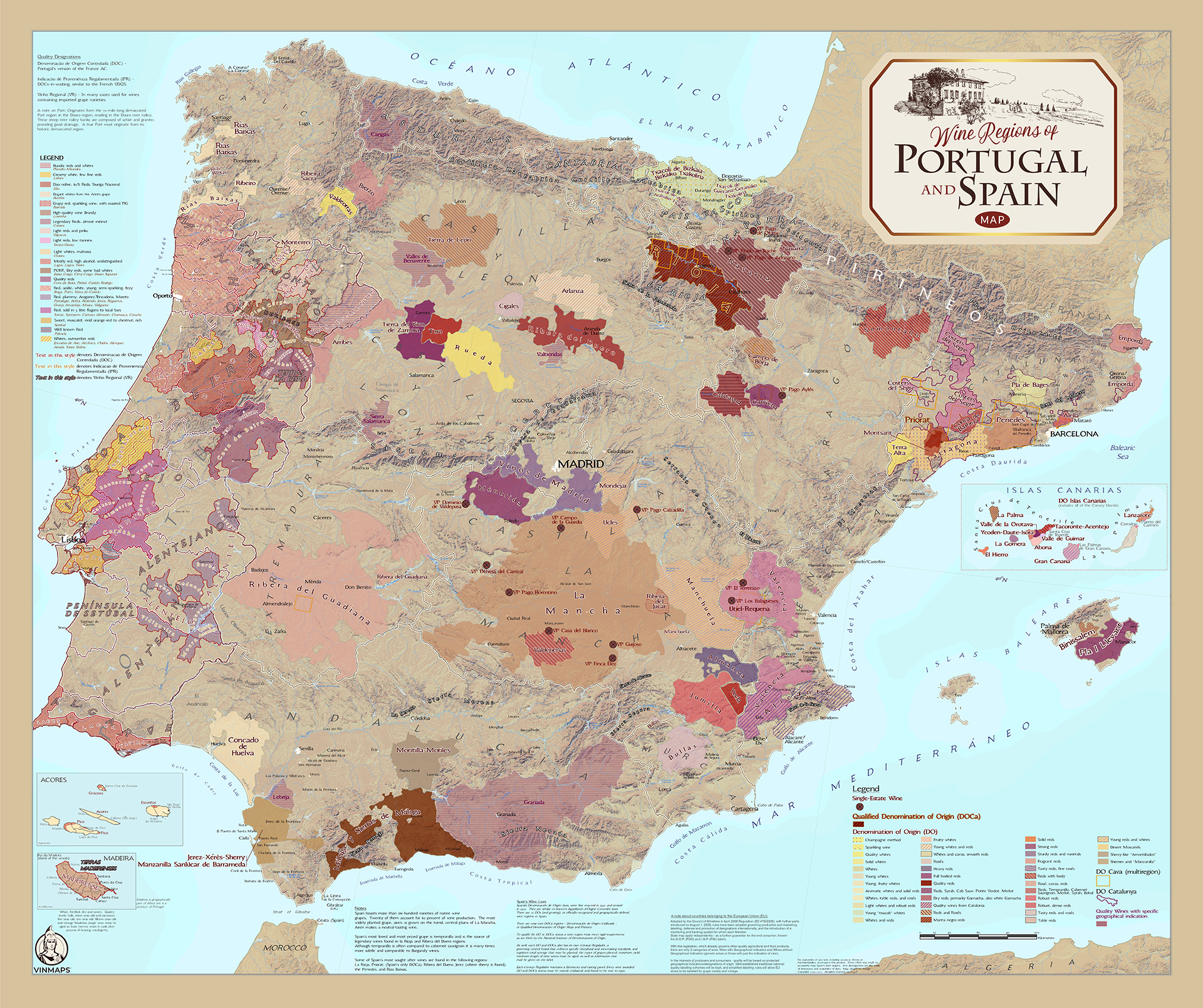 Portugal &amp;amp; Spain – Wine Regions Map with regard to Map of Spain and Portugal Wine Regions