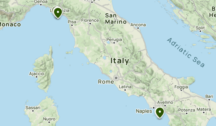 Positano on Map of Italy