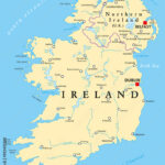 Poster Ireland And Northern Ireland Political Map With Capitals Within Map Of Northern Ireland Border