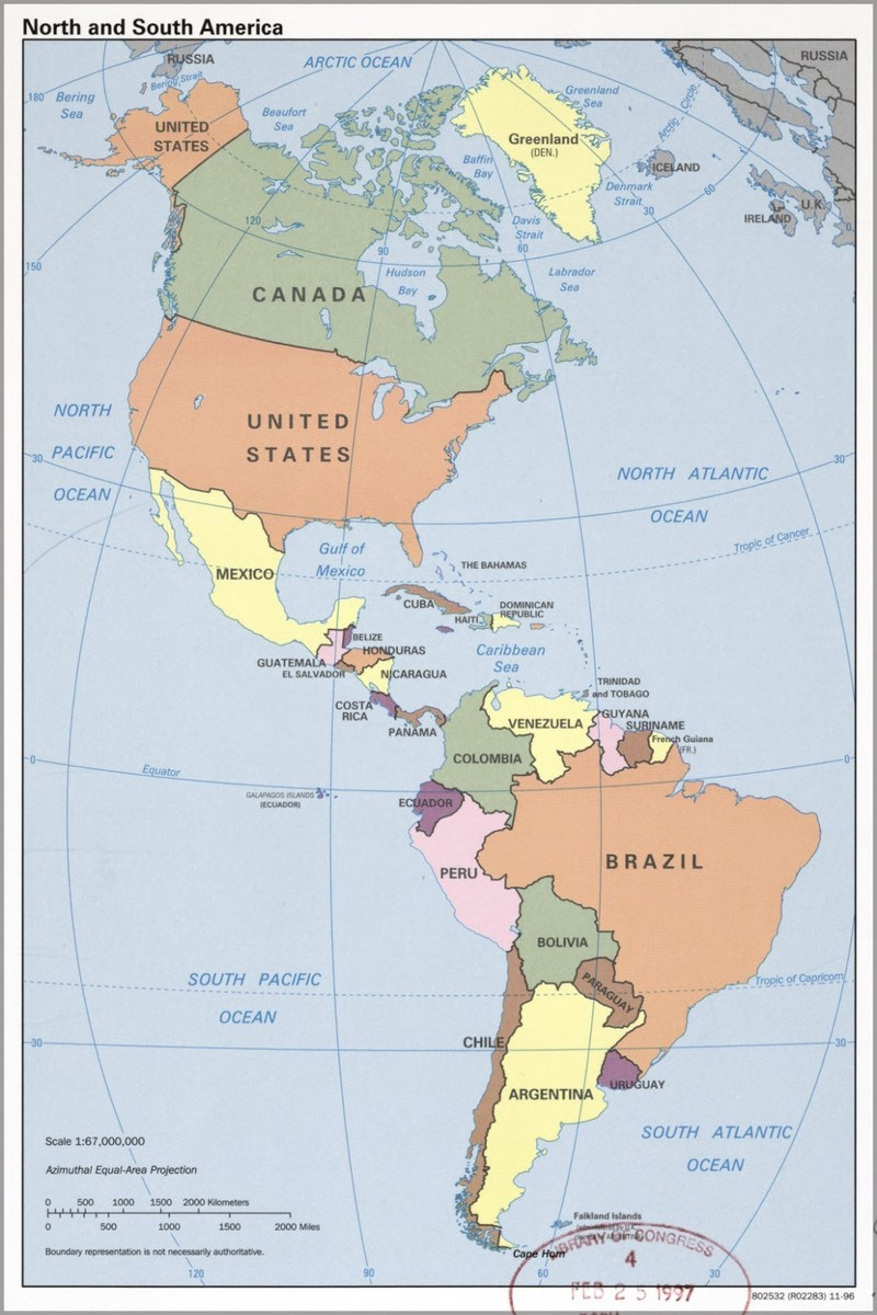 Poster, Many Sizes; Cia Map Of North And South America 1996 | Ebay.de throughout Map Showing North and South America