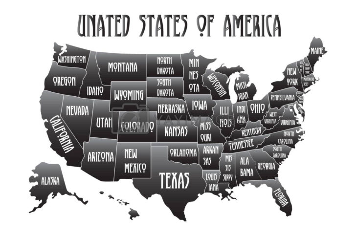 Printable United States Map with Names Printable United States Map with Names