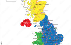 Poster, Wandbild England,Scotland,Wales And North Ireland Map, 40X40 Cm throughout Map Of Scotland And England