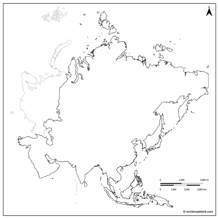 Free Printable Blank Map of Asia