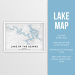 Printable Map Lake Of The Ozarks, Missouri   Instant Download Regarding Printable Lake Of The Ozarks Map