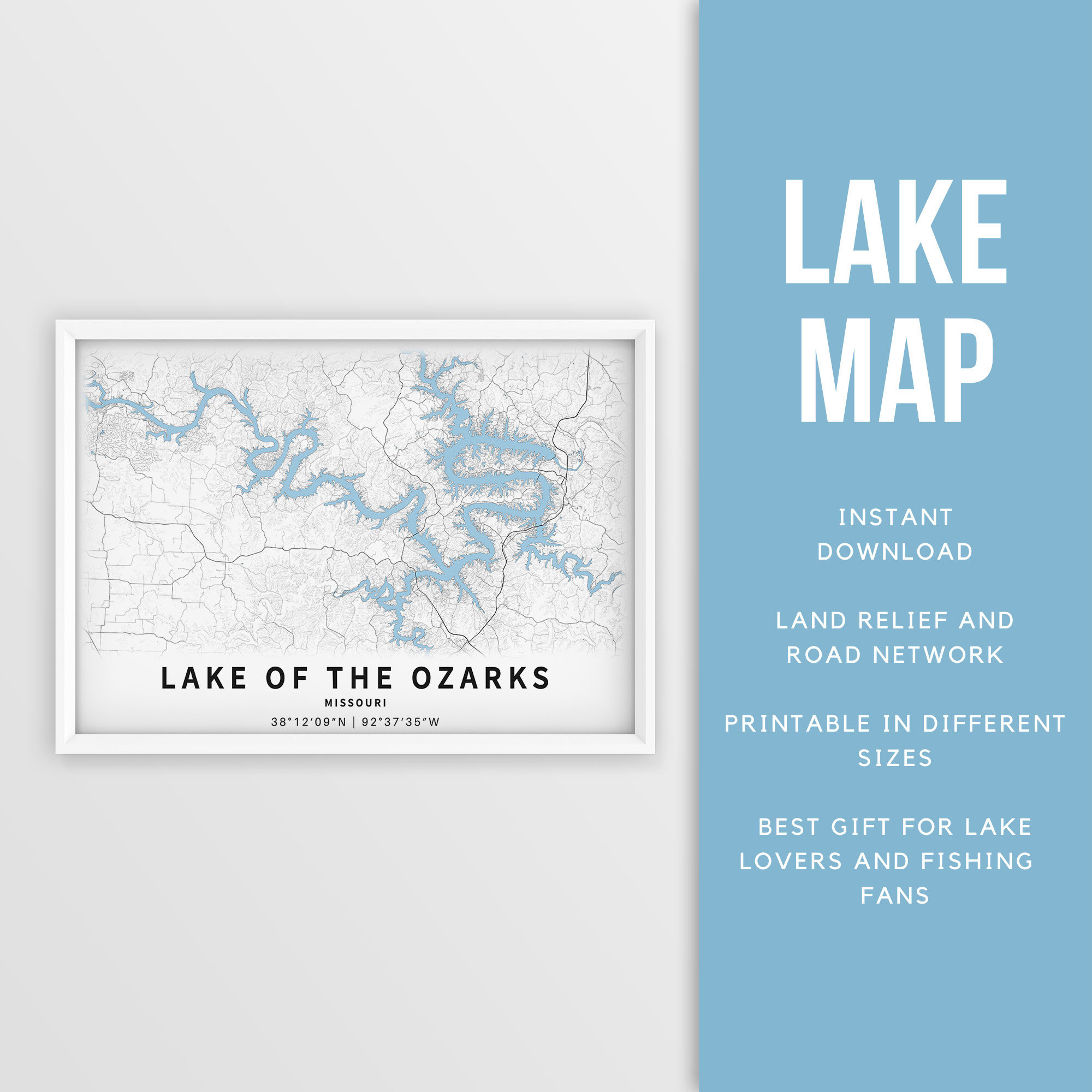 printable map lake of the ozarks missouri instant download regarding printable lake of the ozarks map Printable Map Lake Of The Ozarks, Missouri - Instant Download regarding Printable Lake of the Ozarks Map