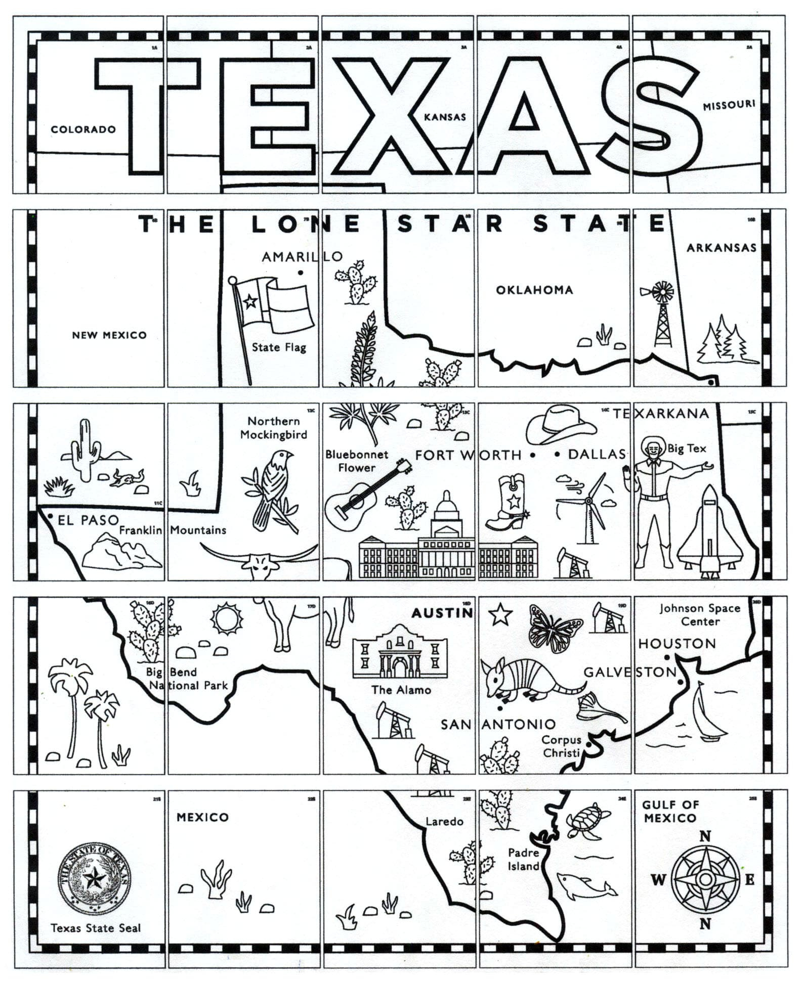 Printable Map Of Texas For Kids With Cities And Landmarks To Color in Free Printable Map of Texas State Parks