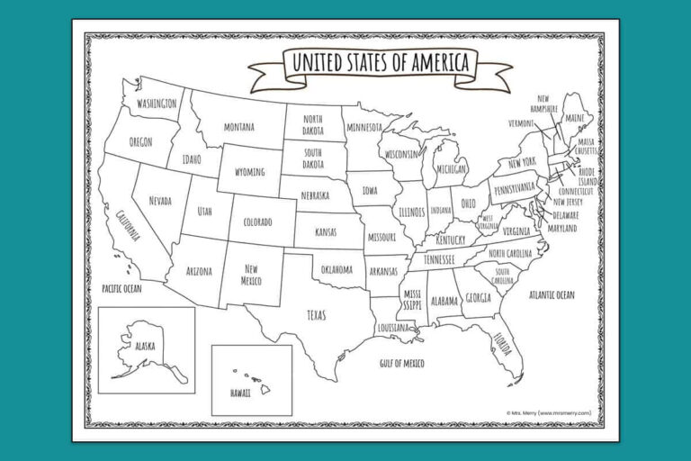 United States Printable Map With State Names | Adams Printable Map