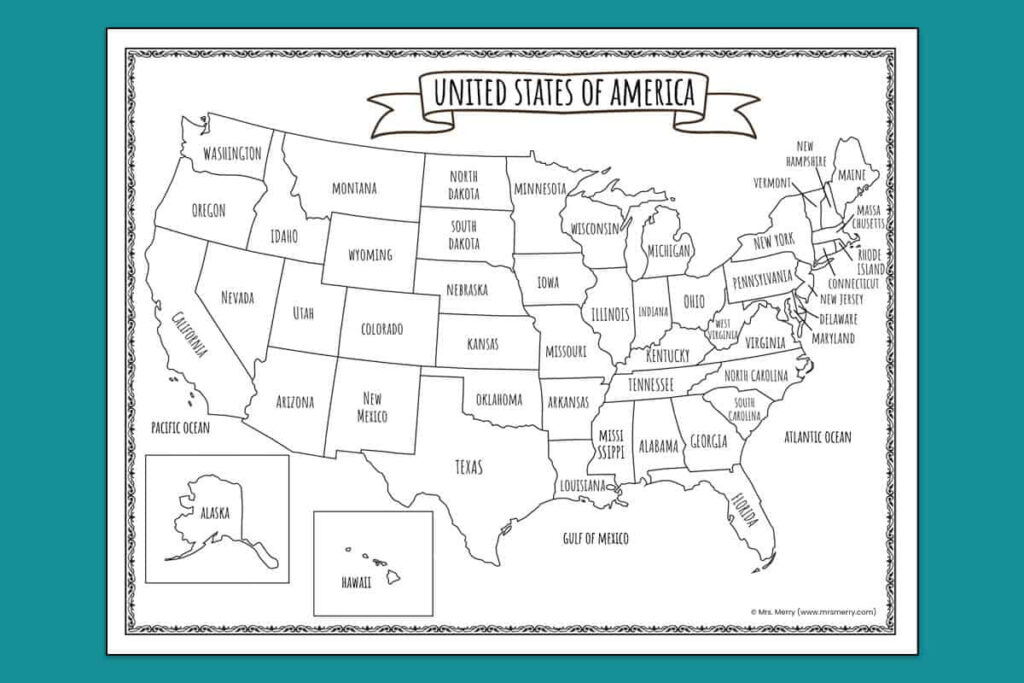 Free Printable Map Of The US With State Names | Adams Printable Map