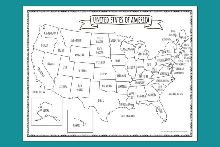 Free Printable Map of the US with State Names