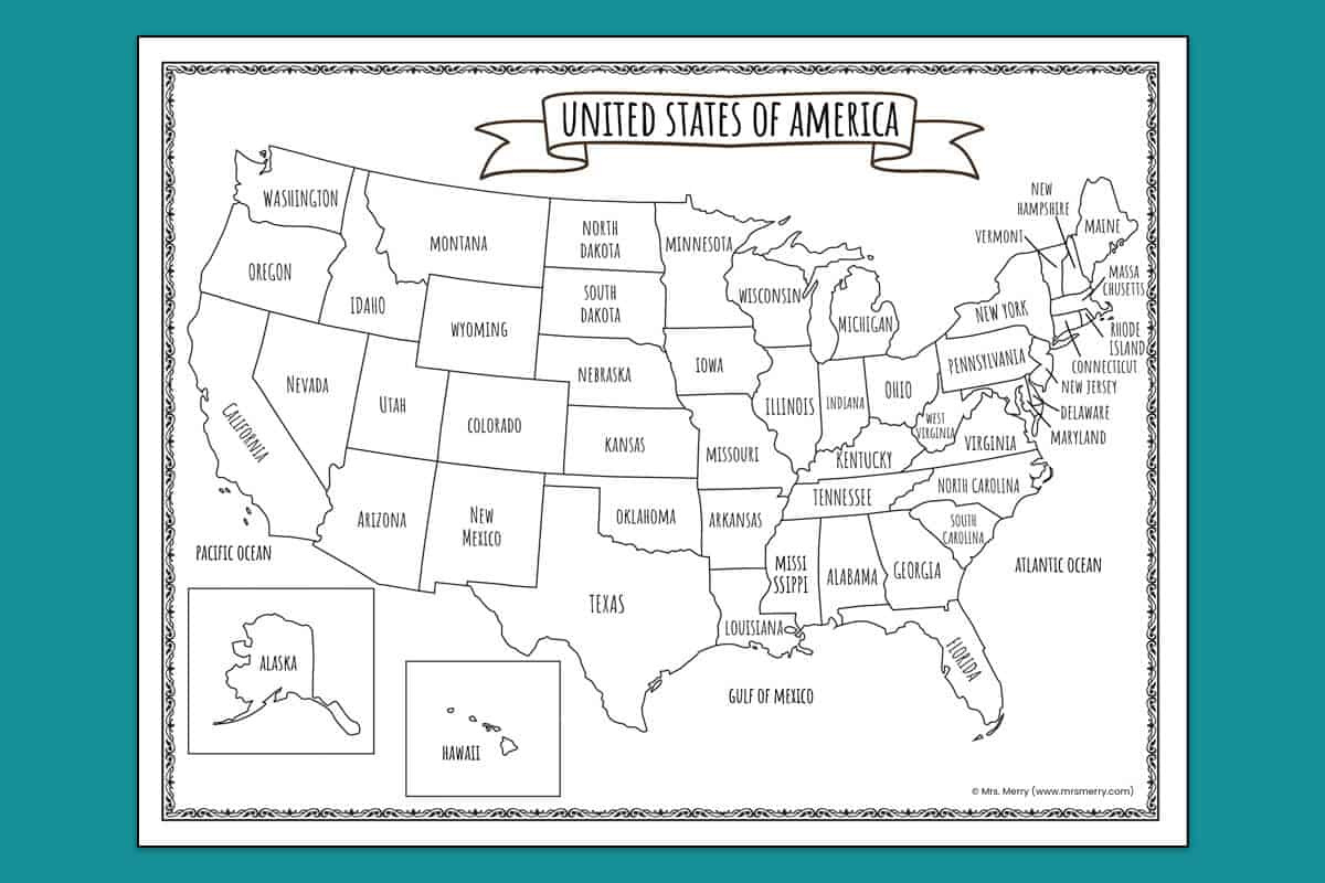 Printable Map Of The United States | Mrs. Merry - Worksheets Library within Free Printable Map Of The Us With State Names
