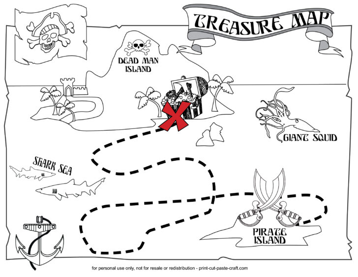 Free Printable Treasure Map Coloring Page