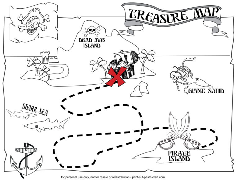 Free Printable Treasure Map Coloring Page | Adams Printable Map