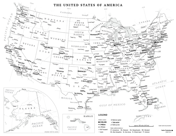 Printable Map of States In USA Printable Map of States In USA