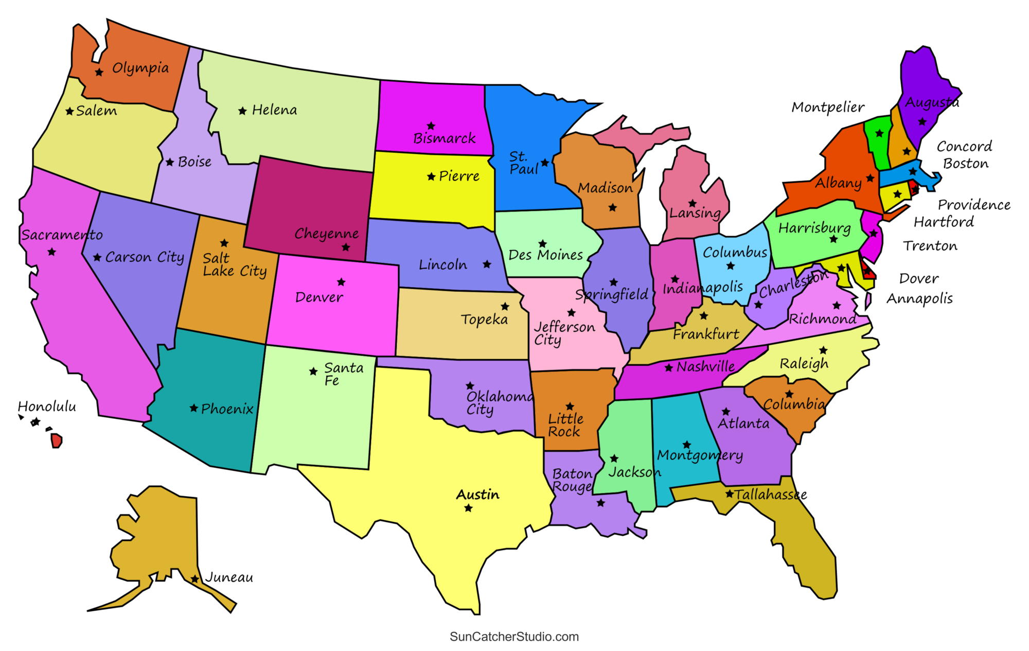 Printable Us Maps With States (Usa, United States, America) – Free intended for Blank Map of the United States Printable with Capitals
