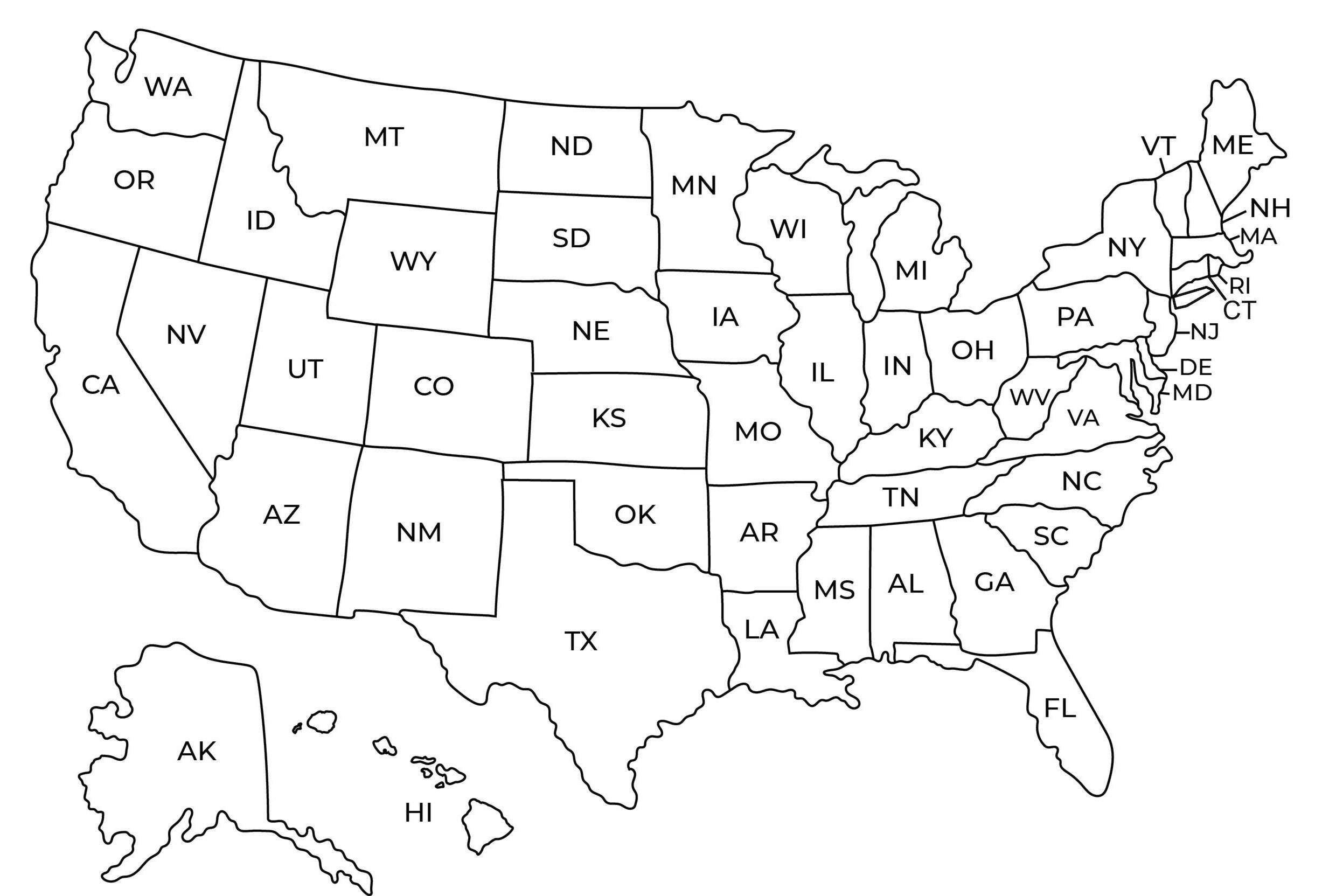 Printable Usa Map | Black &amp;amp; White Usa Wall Art With States | Cute pertaining to Black And White Us Map Printable