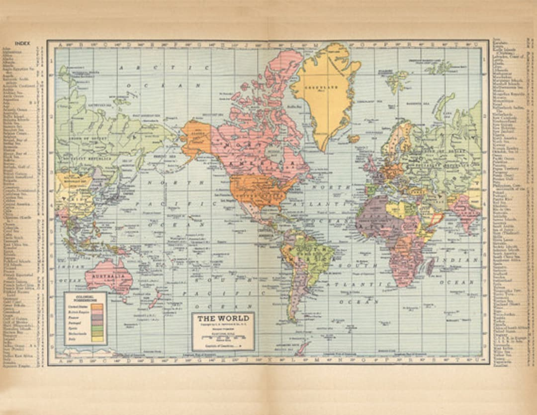 Printable World Map From 1904, A High Resolution 600 Dpi Digital Download For Large Scale Printing - Etsy.de pertaining to High Resolution Printable World Map