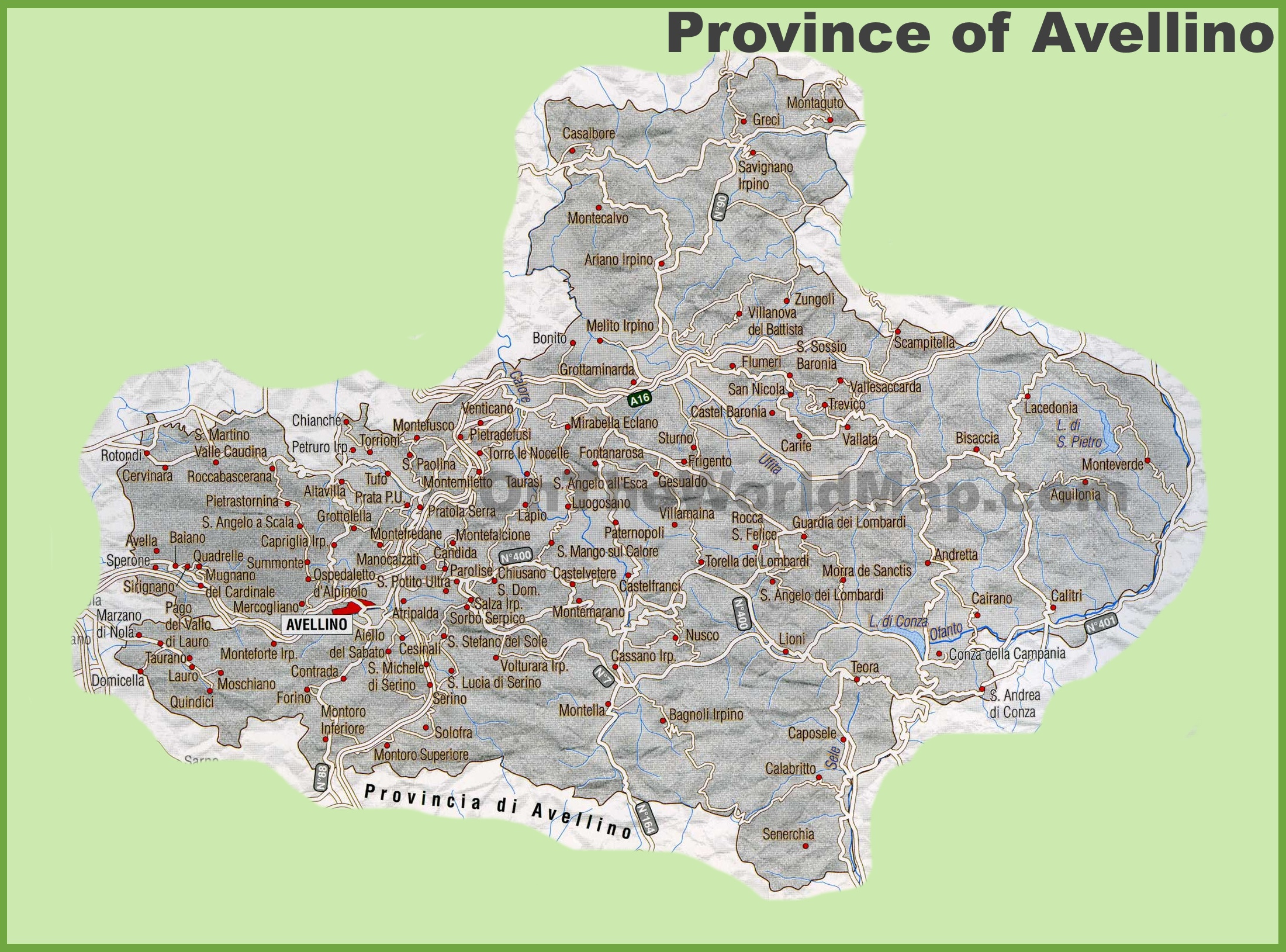 Province Of Avellino Map - Ontheworldmap pertaining to Map Of Avellino Province Italy