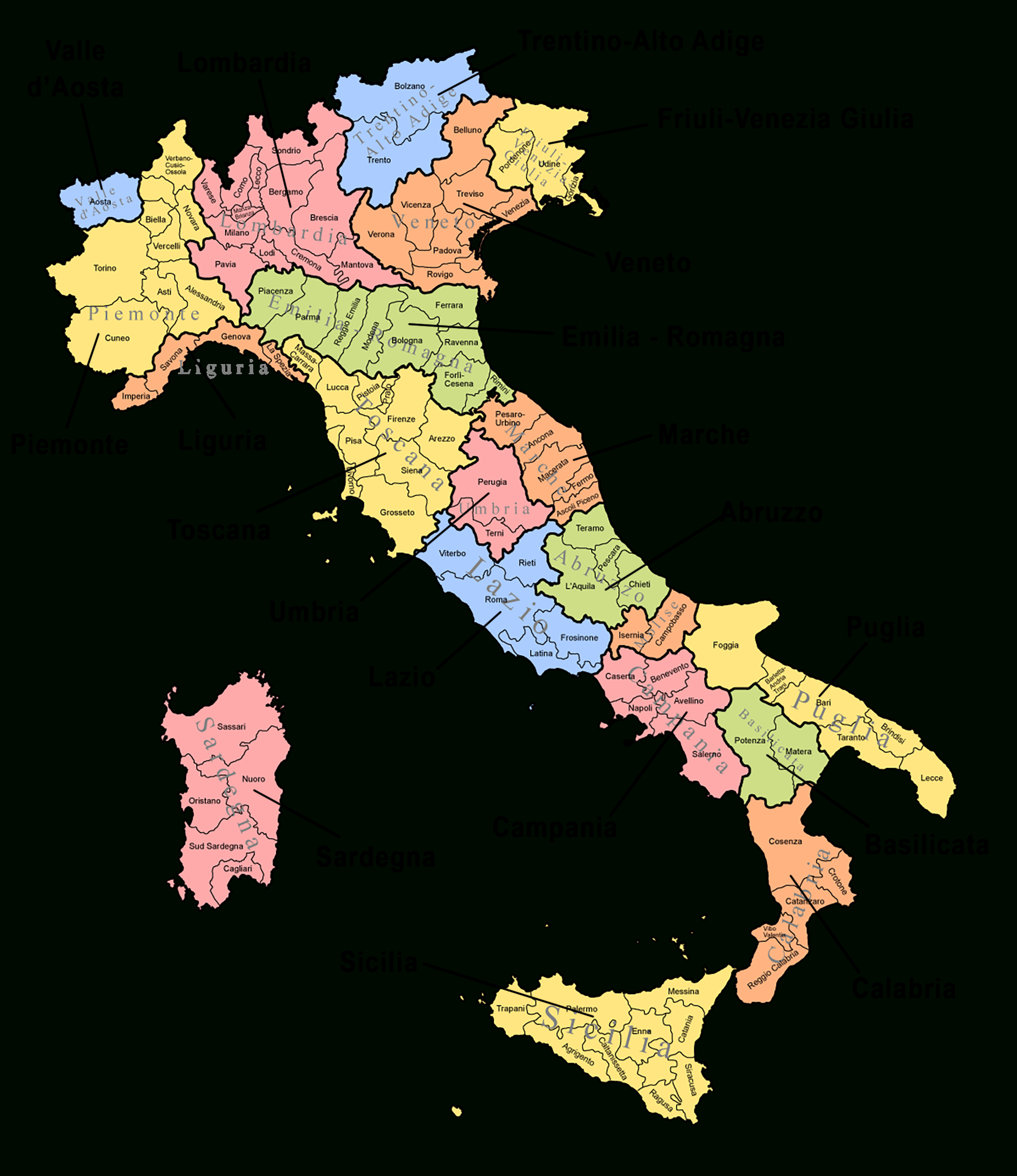 Provinces, Comuni &amp;amp; Regions Of Italy — Italy Our Italy pertaining to Map Of Italy With States