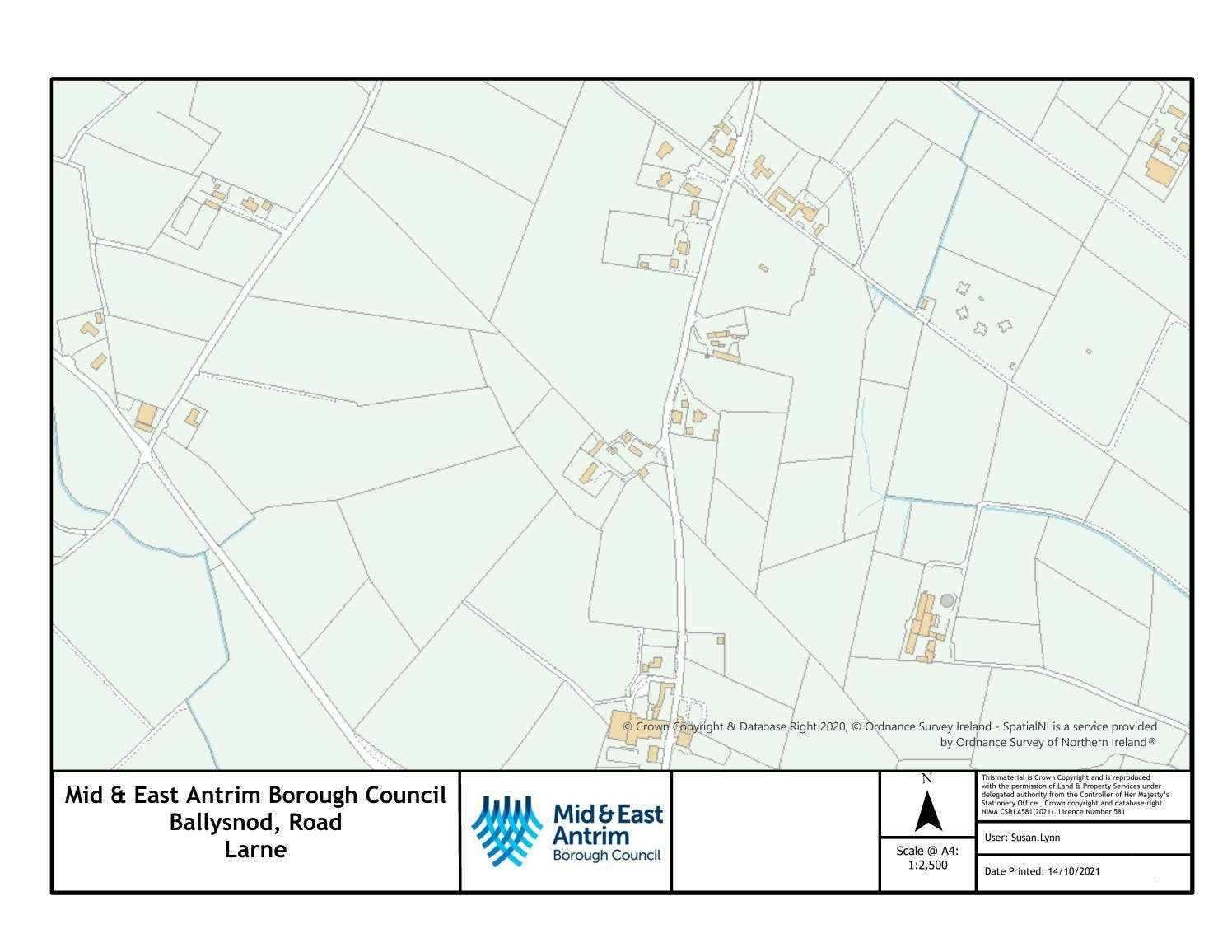 Public Right Of Way Map Lane From Ballysnod Rd To Owenstown Rd for Public Rights of Way Map Northern Ireland