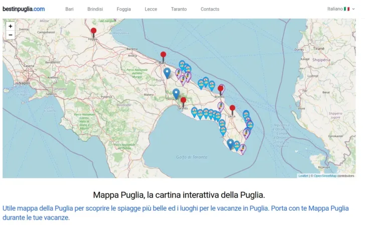 Map of Puglia Southern Italy