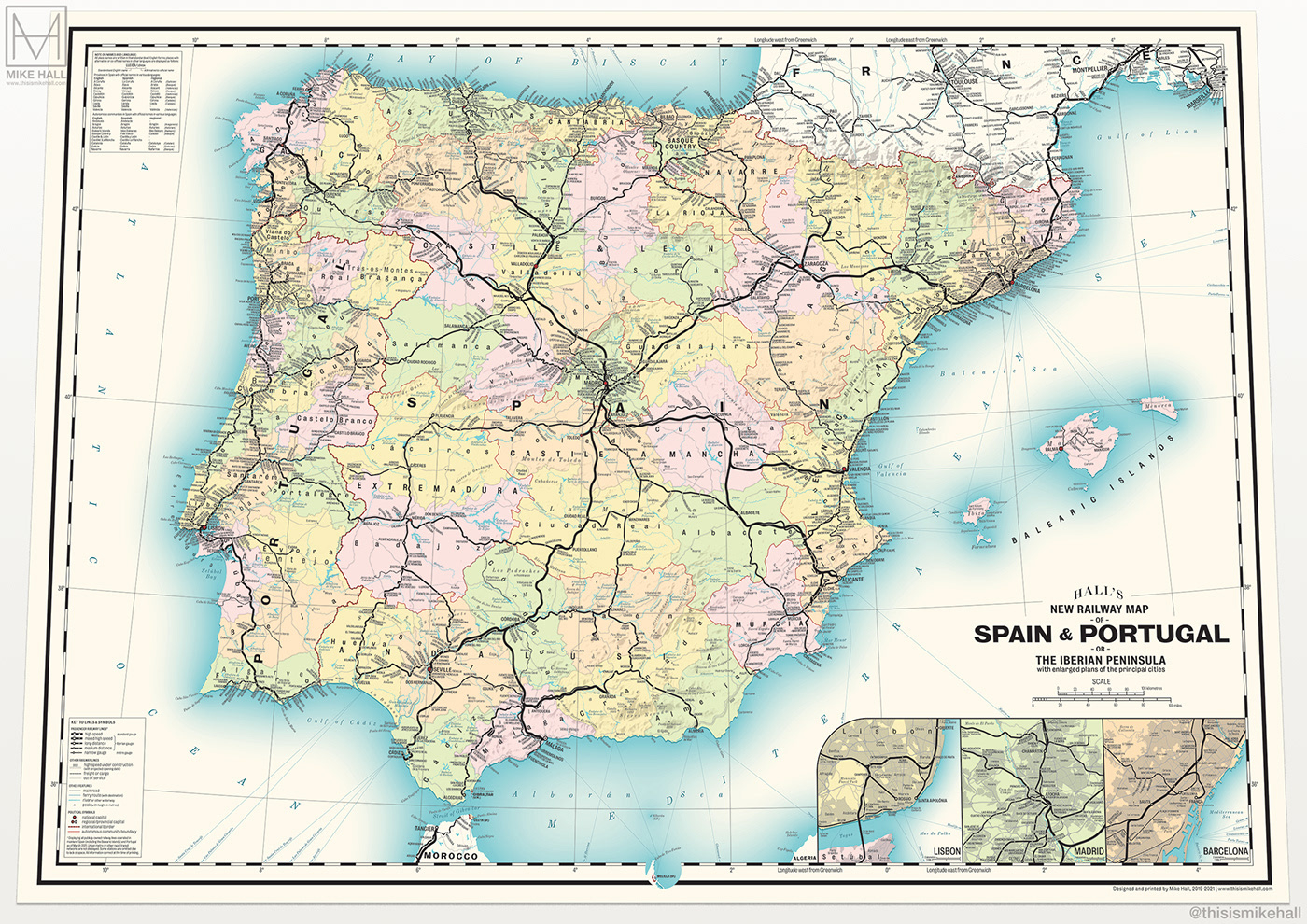 Railway Map Of Spain &amp;amp; Portugal (Updated) :: Behance within Map Of Spain And Portugal Trains
