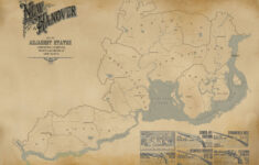 Red Dead Redemption 2, 5 States Map, High Quality, A3/A2/A1 Prints for Red Dead Redemption 2 Map Printable