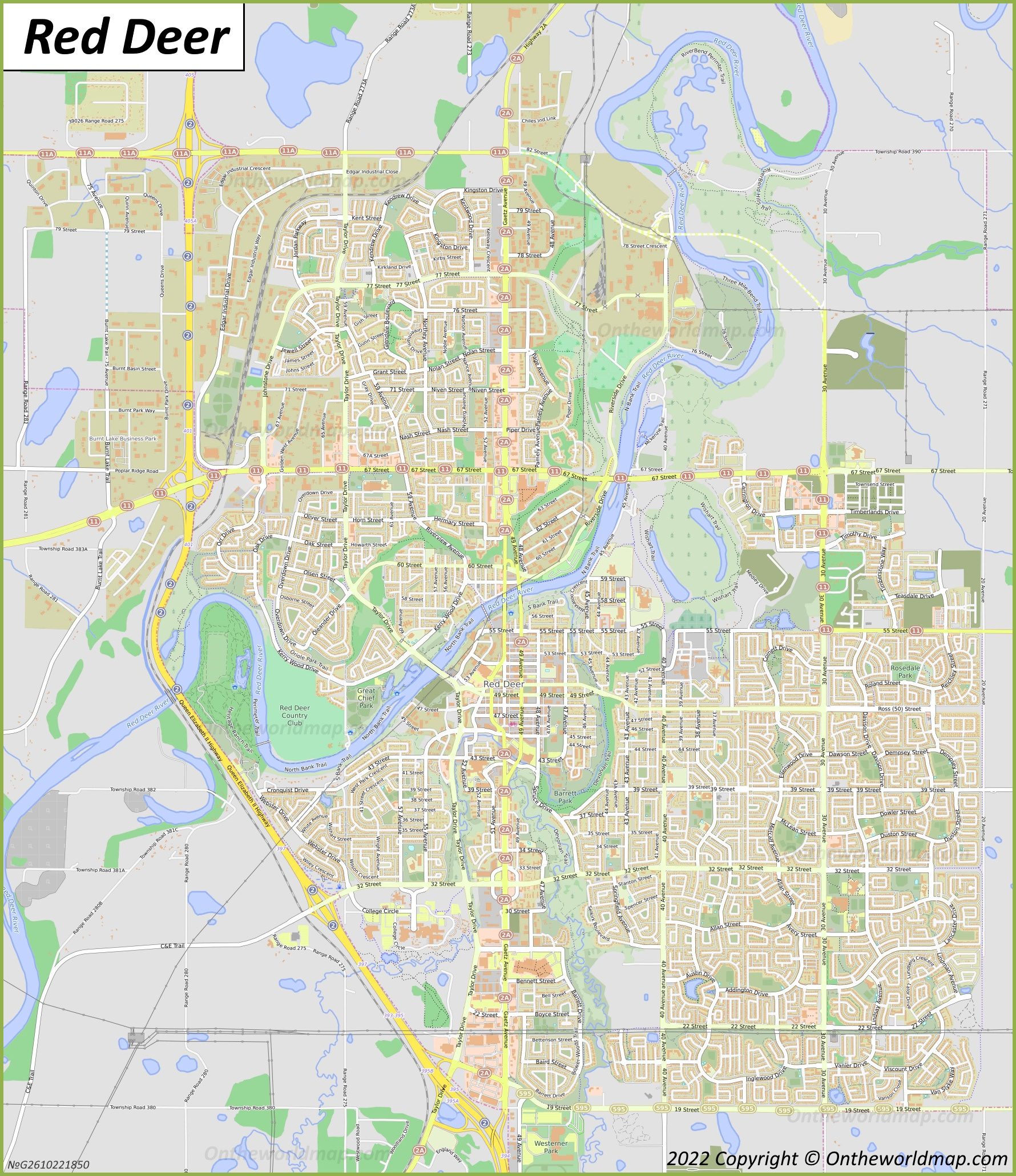 Red Deer Map | Alberta, Canada | Detailed Maps Of Red Deer inside Printable Map Of Red Deer Area