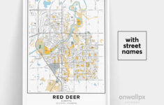 Red Deer Map Print, Street Names Red Deer Print, Printable Map Of for Printable Map of Red Deer Area