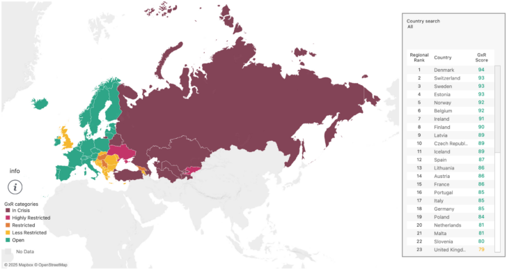 Map of Europe and Central Asia