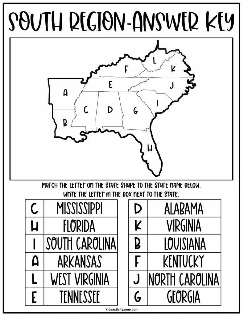 Regions Of The United States Worksheets - Kids Activity Zone inside Free Printable Blank Southeast Region Map