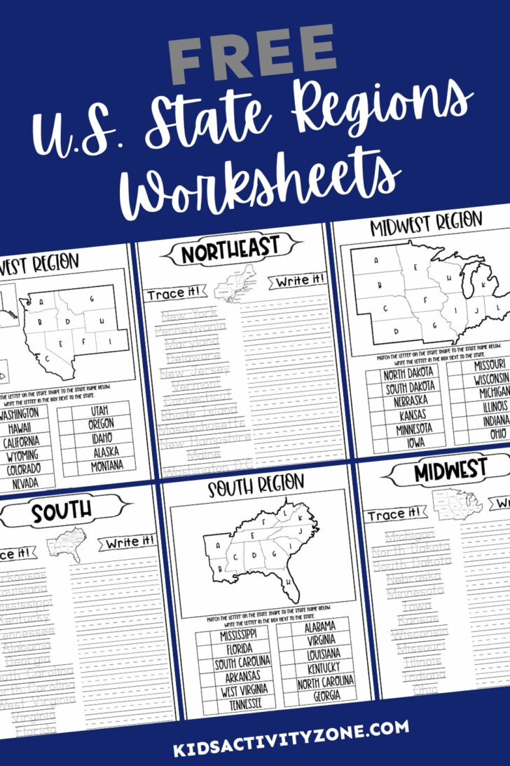 Map of the United States Regions Printable
