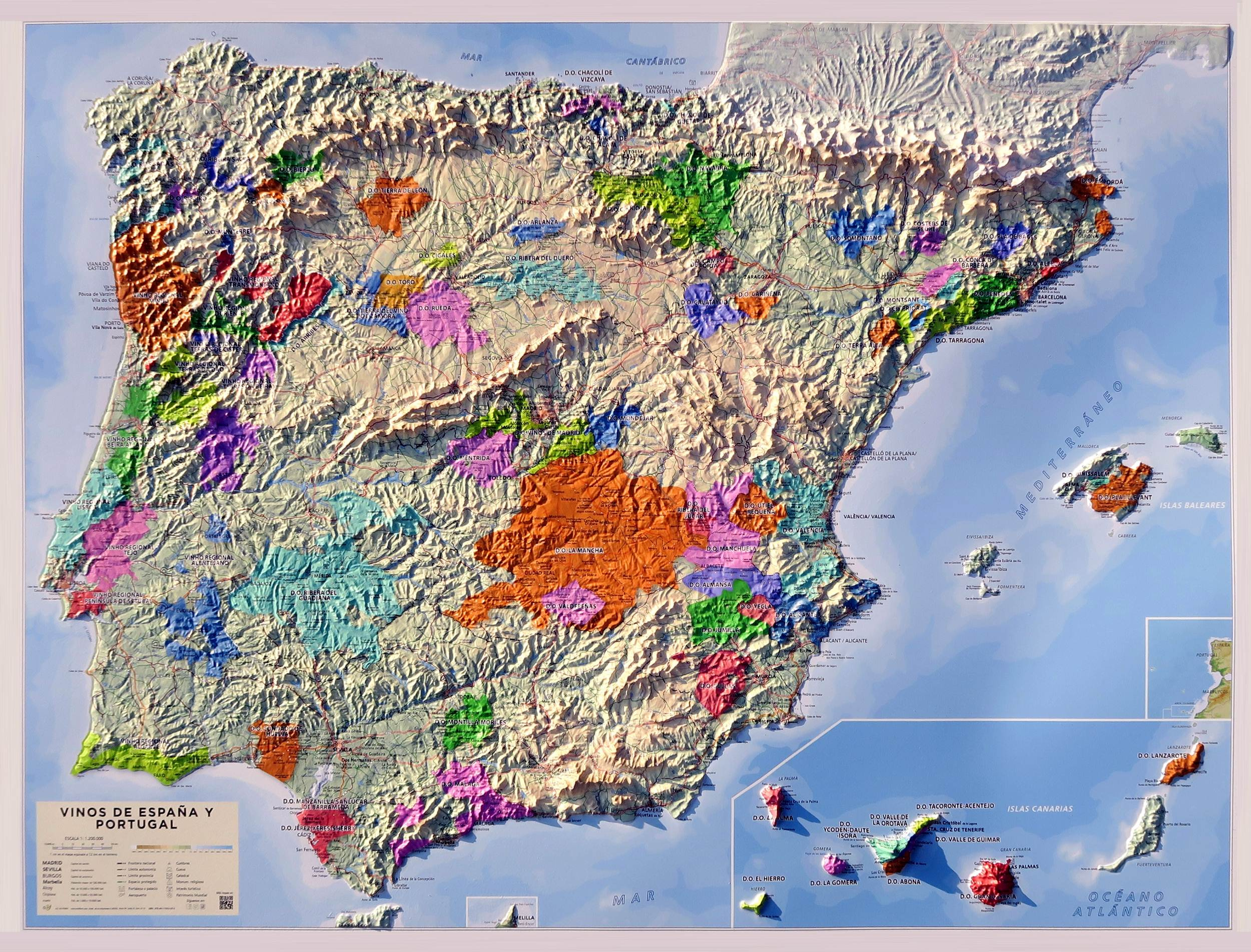 Relief Map Of The Wine Regions Of Spain And Portugal As 3D Map within Map of Spain and Portugal Wine Regions